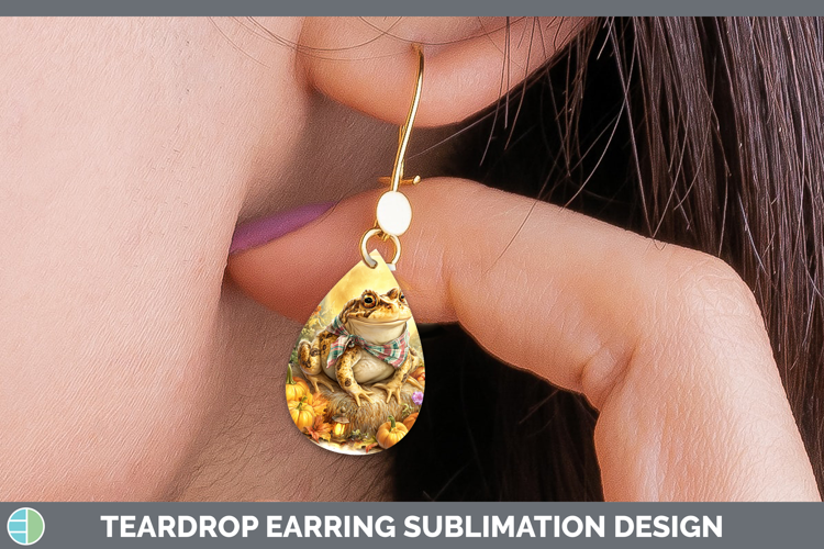 Farm Bandana Halloween Bullfrog Teardrop Earrings Sublimatio