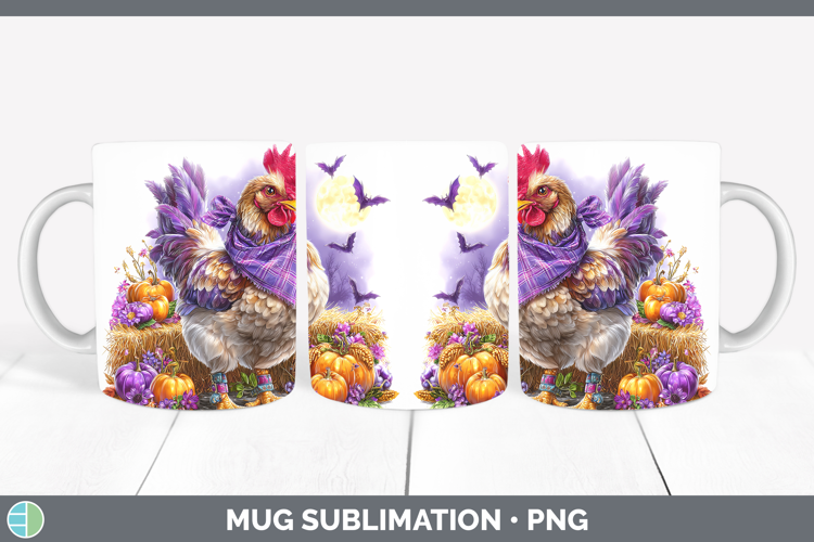 Farm Bandana Halloween Chicken Mug Wrap Sublimation Coffee C