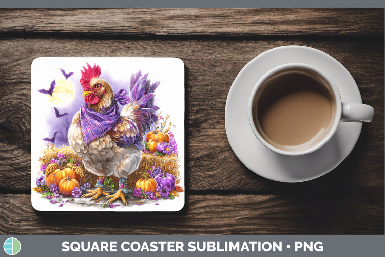 Farm Bandana Halloween Chicken Square Coaster Sublimation Co