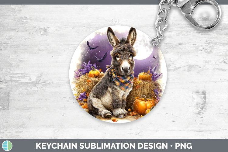 Farm Bandana Halloween Donkey Keychain Sublimation Keyring D