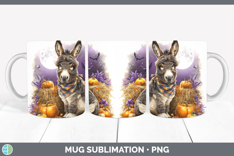 Farm Bandana Halloween Donkey Mug Wrap Sublimation Coffee Cu