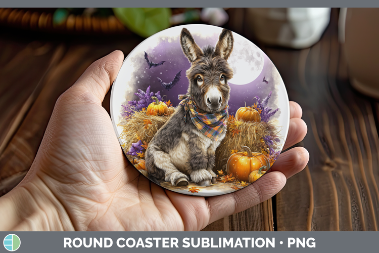 Farm Bandana Halloween Donkey Round Coaster Sublimation Coas