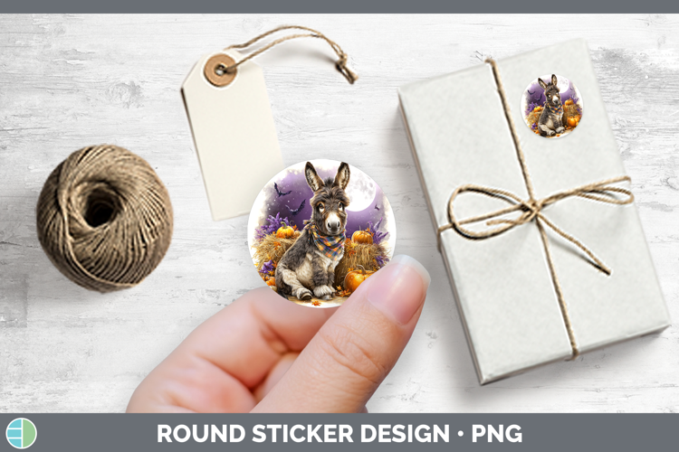 Farm Bandana Halloween Donkey Stickers | Round Labels Design