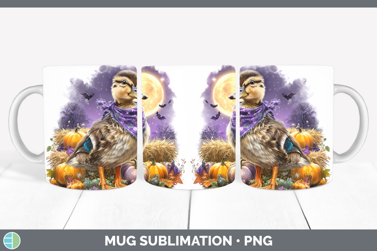 Farm Bandana Halloween Duck Mug Wrap Sublimation Coffee Cup