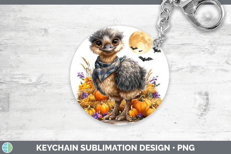 Farm Bandana Halloween Emu Keychain Sublimation Keyring Desi
