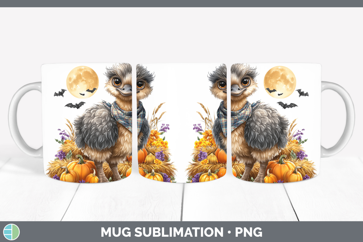 Farm Bandana Halloween Emu Mug Wrap Sublimation Coffee Cup D