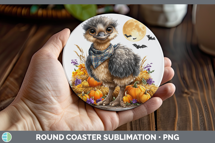 Farm Bandana Halloween Emu Round Coaster Sublimation Coaster