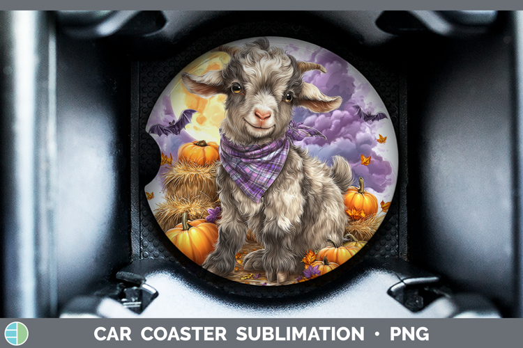 Farm Bandana Halloween Goat Car Coaster Sublimation Designs