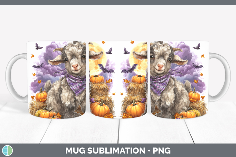 Farm Bandana Halloween Goat Mug Wrap Sublimation Coffee Cup