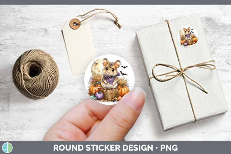 Farm Bandana Halloween Mouse Stickers | Round Labels Designs