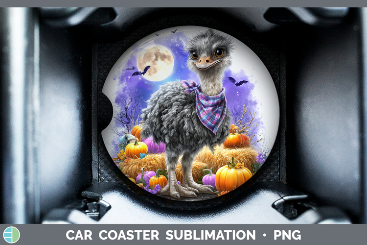 Farm Bandana Halloween Ostrich Car Coaster Sublimation Desi