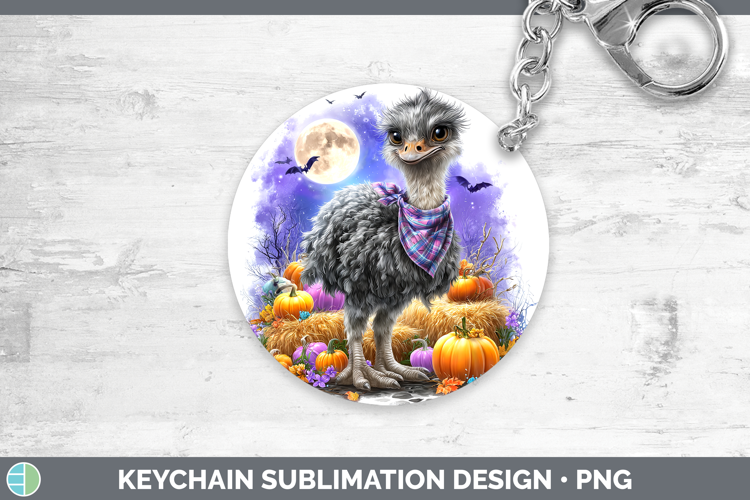 Farm Bandana Halloween Ostrich Keychain Sublimation Keyring