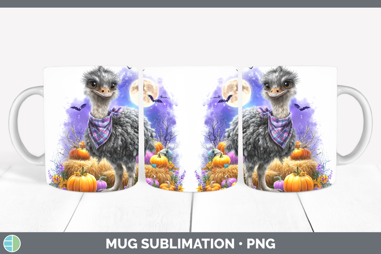 Farm Bandana Halloween Ostrich Mug Wrap Sublimation Coffee C