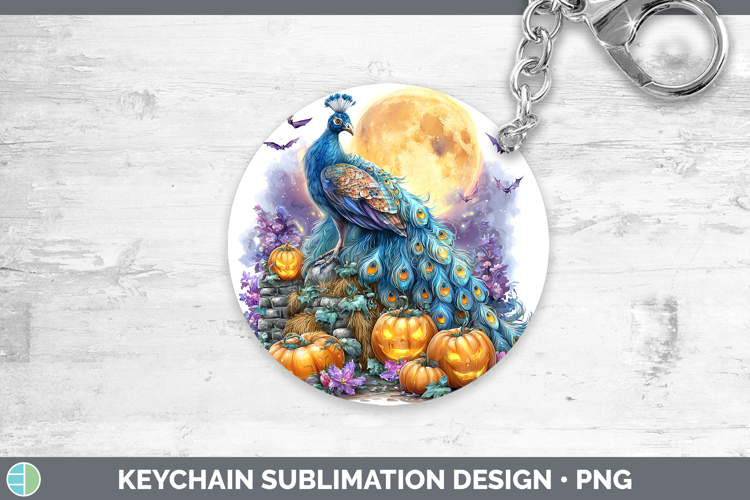 Farm Bandana Halloween Peacock Keychain Sublimation Keyring