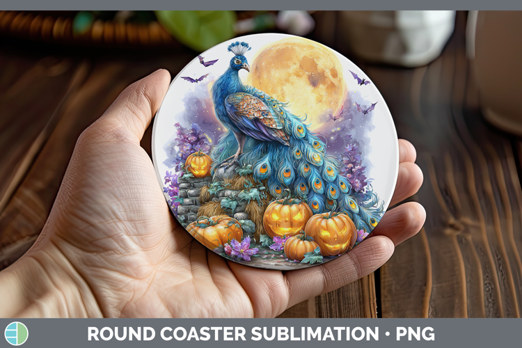Farm Bandana Halloween Peacock Round Coaster Sublimation Coa