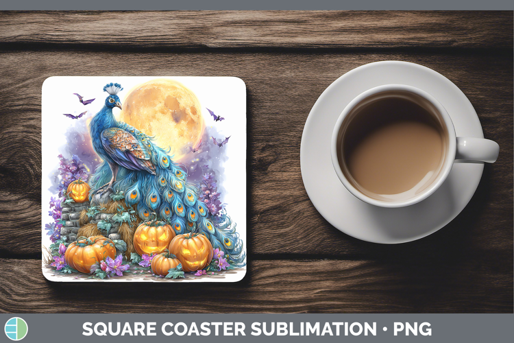 Farm Bandana Halloween Peacock Square Coaster Sublimation Co