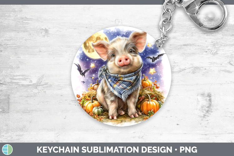 Farm Bandana Halloween Pig Keychain Sublimation Keyring Desi