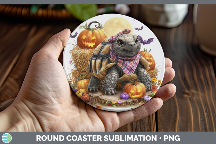 Farm Bandana Halloween Tortoise Round Coaster Sublimation Co