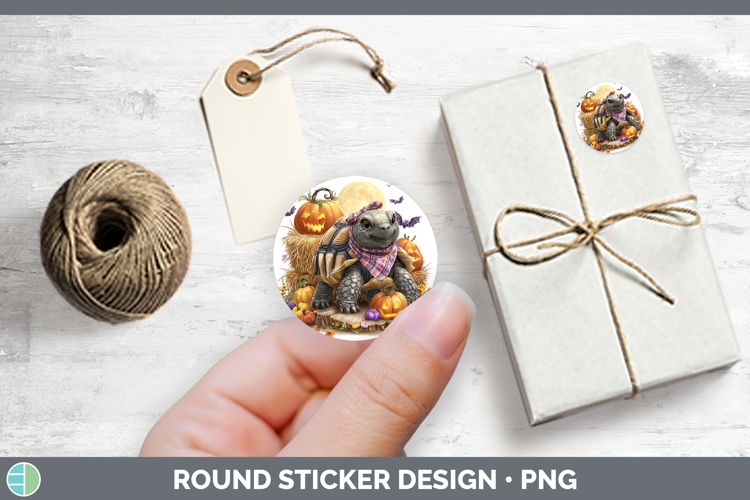 Farm Bandana Halloween Tortoise Stickers | Round Labels Desi