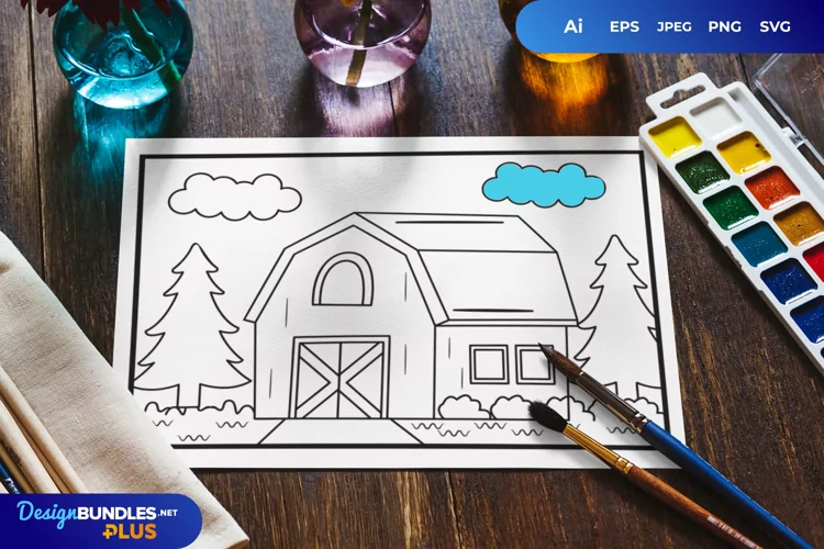 Farm Barn Coloring Page