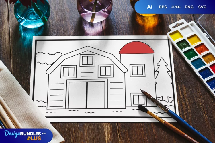 Farm Barn Front Door Coloring Page