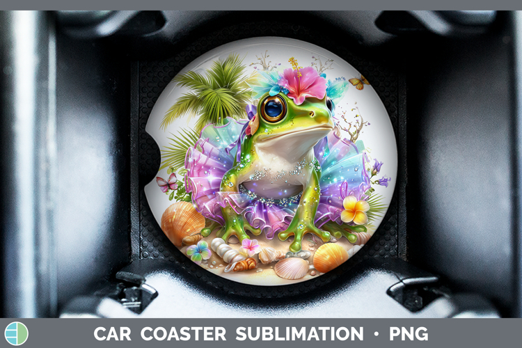 Bullfrog Car Coaster Farm Beach Sublimation Designs