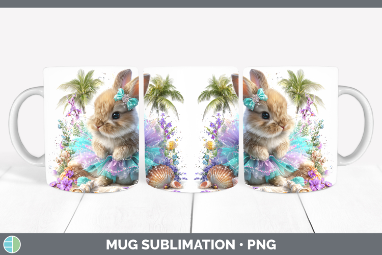 Bunny Mug Wrap Farm Beach Sublimation Coffee Cup Designs