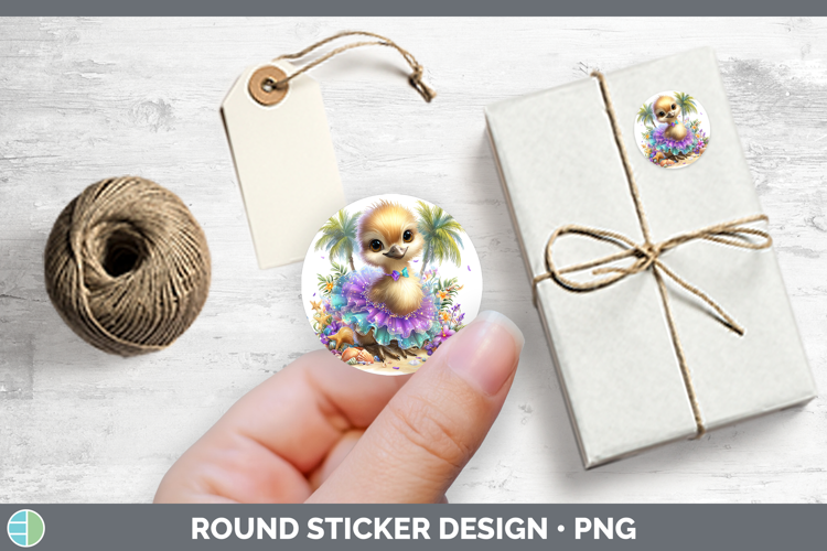 Farm Beach Emu Stickers | Round Labels Designs