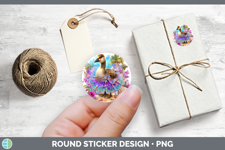 Farm Beach Goose Stickers | Round Labels Designs