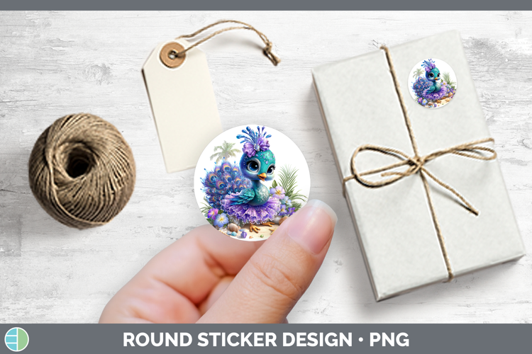 Farm Beach Peacock Stickers | Round Labels Designs