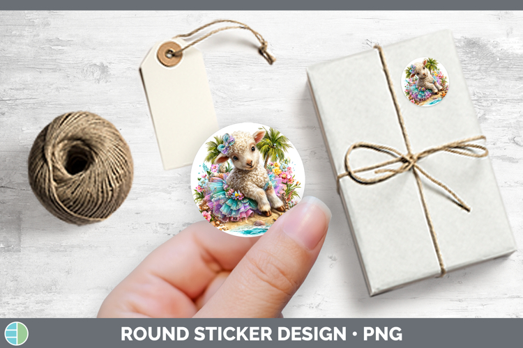 Farm Beach Sheep Stickers | Round Labels Designs