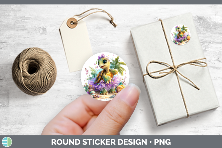 Farm Beach Tortoise Stickers | Round Labels Designs