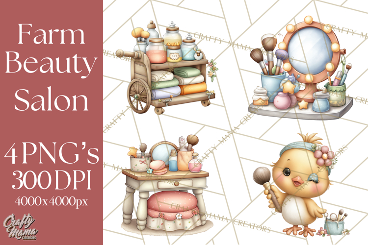 Farm Animal Beauty Salon Clipart PNG, Cute Animal Clip Art