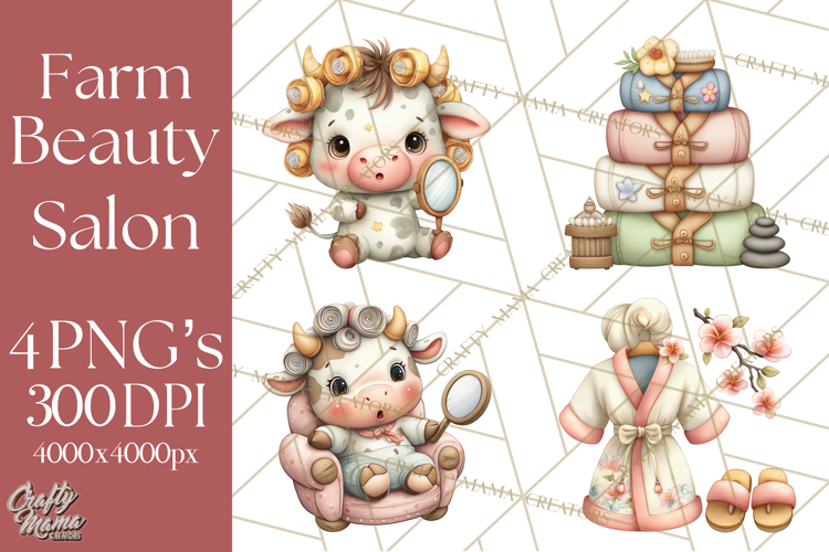 Farm Animal Beauty Salon Clipart PNG, Cute Animal Clip Art