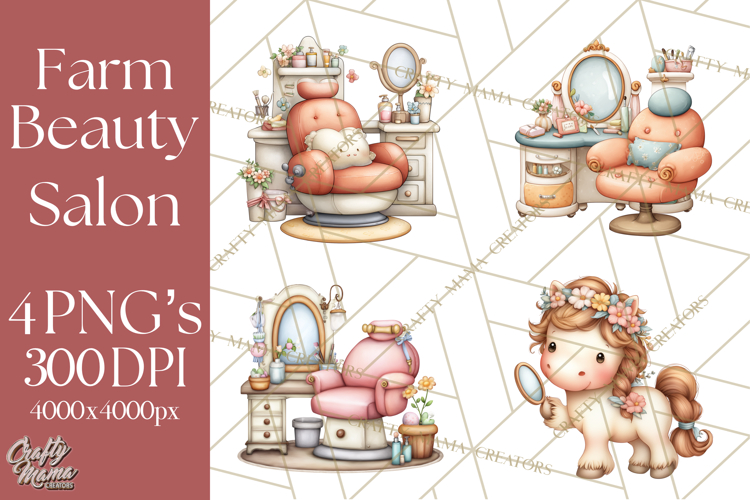 Farm Animal Beauty Salon Clipart PNG, Cute Animal Clip Art