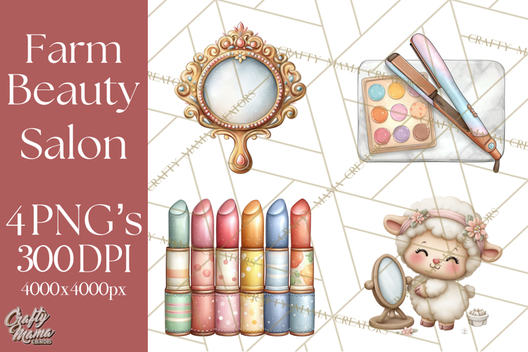 Farm Animal Beauty Salon Clipart PNG, Cute Animal Clip Art