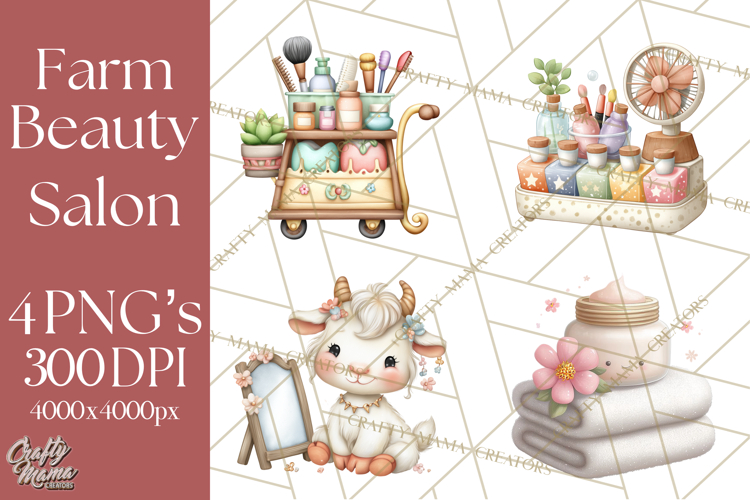 Farm Animal Beauty Salon Clipart PNG, Cute Animal Clip Art