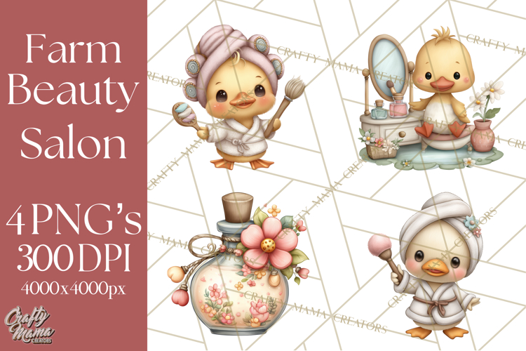 Farm Animal Beauty Salon Clipart PNG, Cute Animal Clip Art