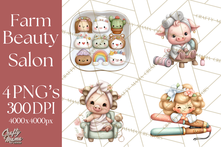 Farm Animal Beauty Salon Clipart PNG, Cute Animal Clip Art