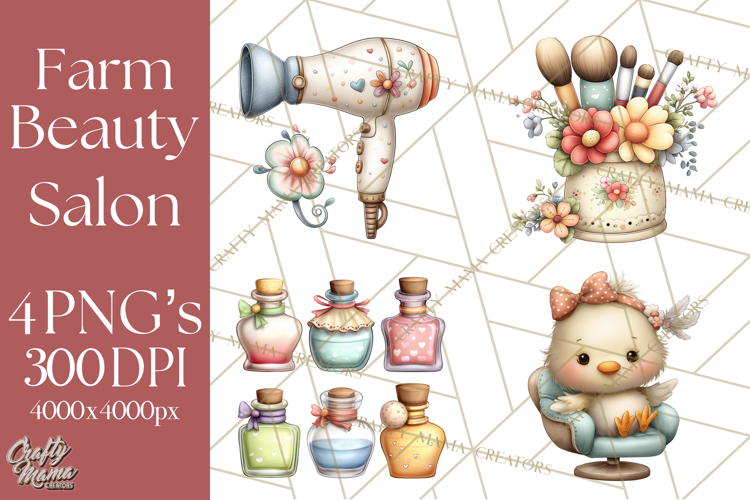 Farm Animal Beauty Salon Clipart PNG, Cute Animal Clip Art