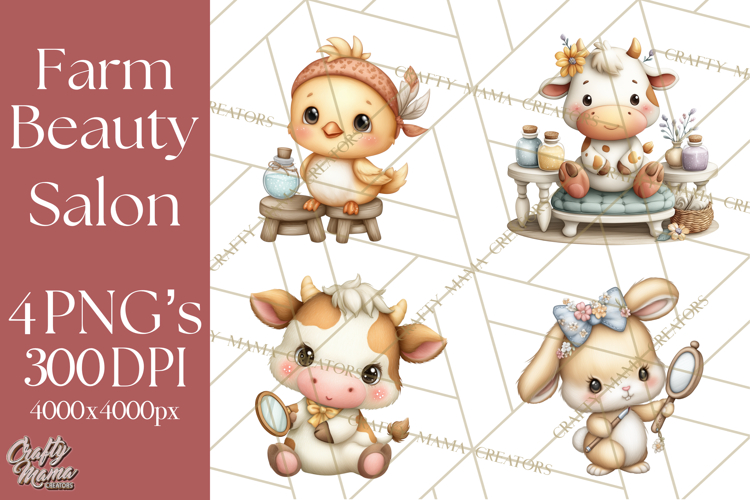 Farm Animal Beauty Salon Clipart PNG, Cute Animal Clip Art