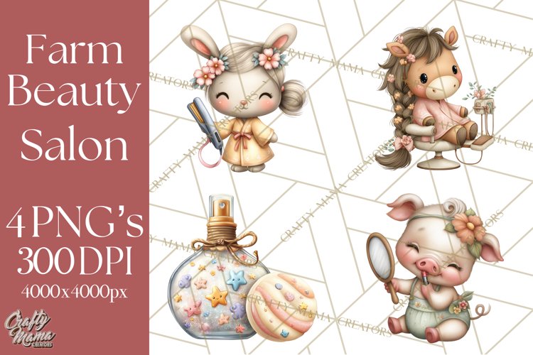 Farm Animal Beauty Salon Clipart PNG, Cute Animal Clip Art