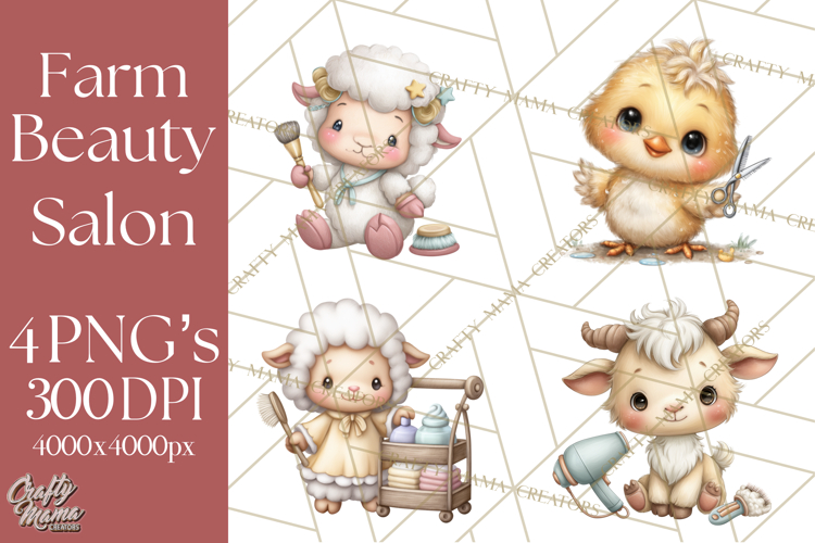 Farm Animal Beauty Salon Clipart PNG, Cute Animal Clip Art