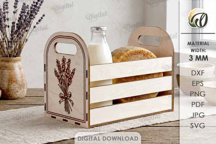 3D Farm Box Laser Cut. Storage crate SVG. Organizer. Floral