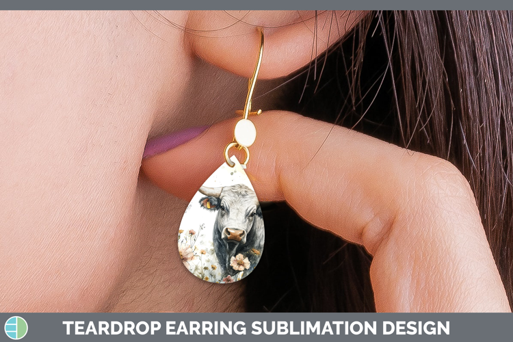 Farm Butterflies Bull Teardrop Earrings Sublimation Earrings