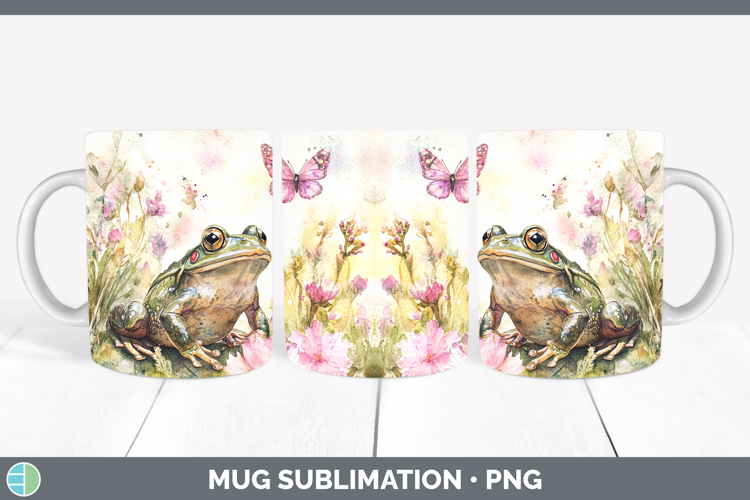 Farm Butterflies Bullfrog Mug Wrap Sublimation Coffee Cup De