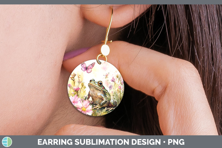 Farm Butterflies Bullfrog Round Earrings Sublimation Earring