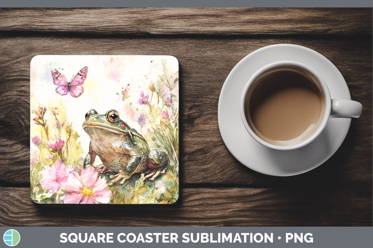Farm Butterflies Bullfrog Square Coaster Sublimation Coaster