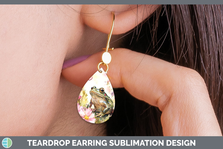 Farm Butterflies Bullfrog Teardrop Earrings Sublimation Earr