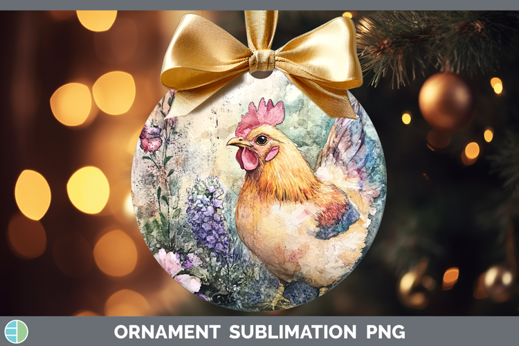 Farm Butterflies Chicken Ornament Sublimation Bauble Designs